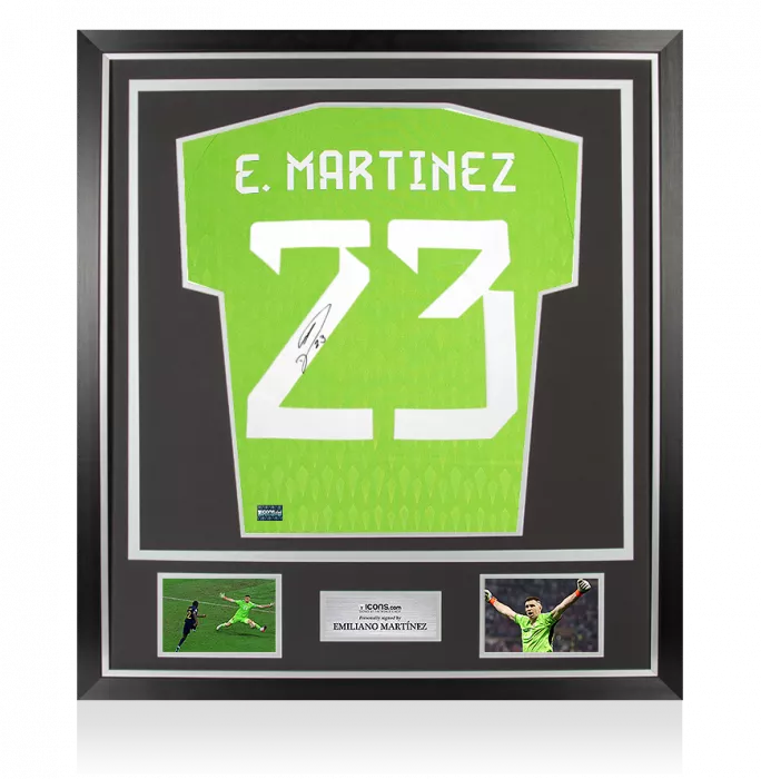 icons Emiliano Martinez Back Signed Adidas TIRO Goalkeeper Shirt In Classic Frame