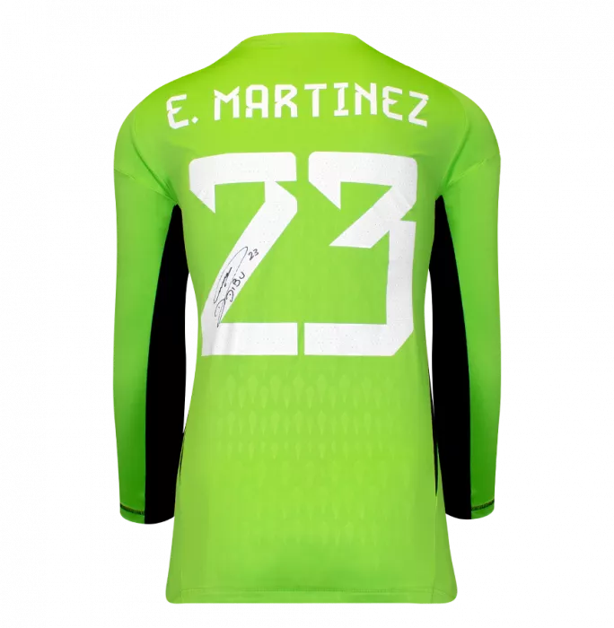Icons Emiliano Martinez Back Signed Adidas TIRO Goalkeeper Shirt In Hero Frame: Option 1