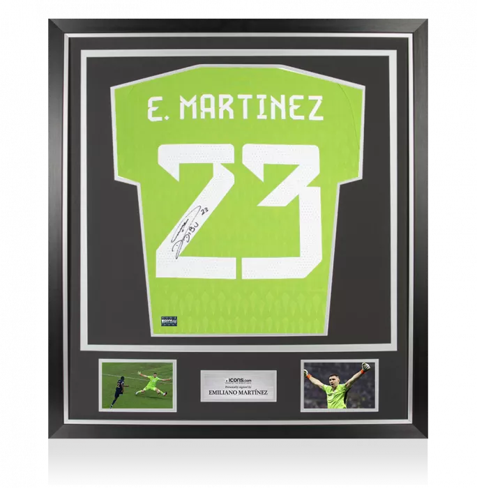 icons Emiliano Martinez Back Signed Adidas TIRO Goalkeeper Shirt In Classic Frame