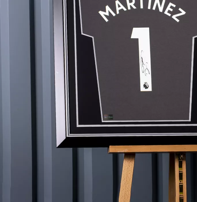 Icons Emiliano Martinez Back Signed Aston Villa 2022-23 Home Goalkeeper Shirt In Hero Frame: Option 1