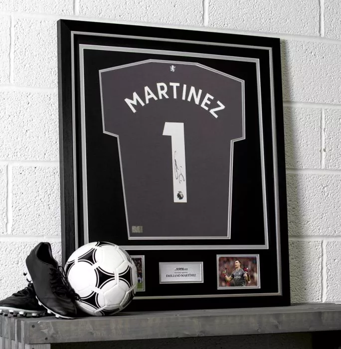 Icons Emiliano Martinez Back Signed Aston Villa 2022-23 Home Goalkeeper Shirt In Classic Frame