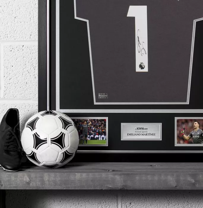 Icons Emiliano Martinez Back Signed Aston Villa 2022-23 Home Goalkeeper Shirt In Classic Frame