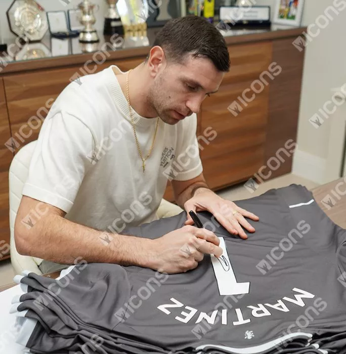 Icons Emiliano Martinez Back Signed Aston Villa 2022-23 Home Goalkeeper Shirt In Classic Frame