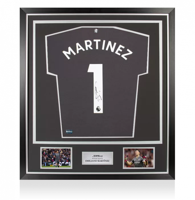 icons Emiliano Martinez Back Signed Aston Villa 2022-23 Home Goalkeeper Shirt In Classic Frame