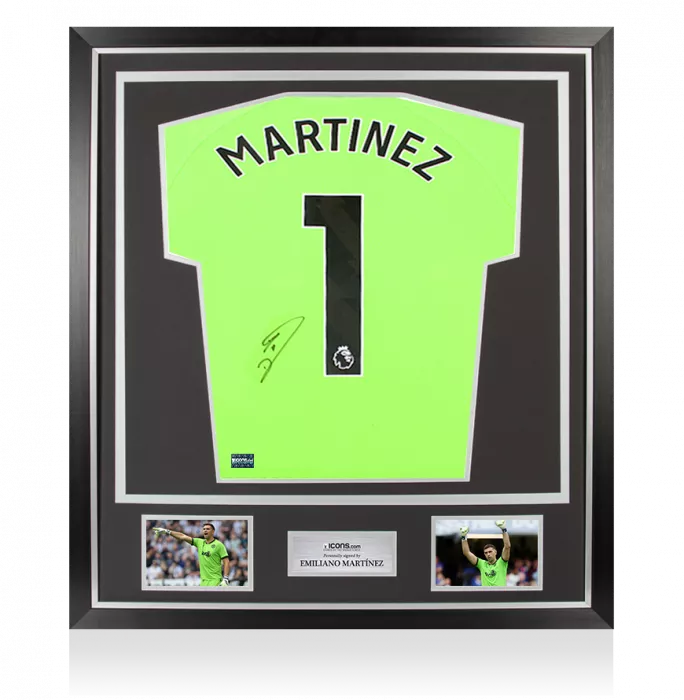 icons Emiliano Martinez Back Signed Aston Villa 2023-24 Away Goalkeeper Shirt In Classic Frame