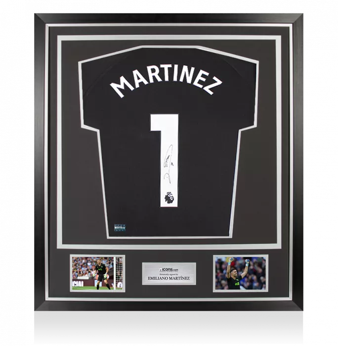 icons Emiliano Martinez Back Signed Aston Villa 2023-24 Home Goalkeeper Shirt In Classic Frame