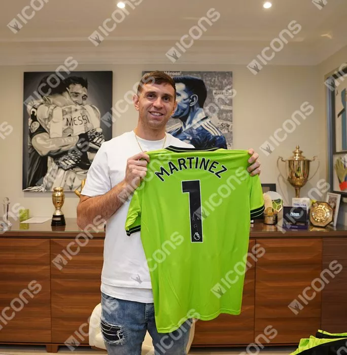 Icons Emiliano Martinez Back Signed Aston Villa 2023-24 Away Goalkeeper Shirt: Signed In Silver