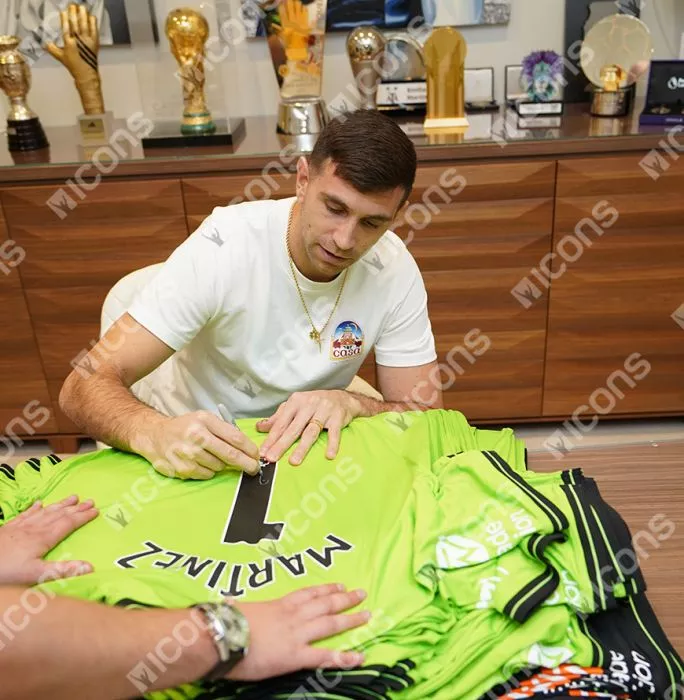 Icons Emiliano Martinez Back Signed Aston Villa 2023-24 Away Goalkeeper Shirt: Signed In Silver