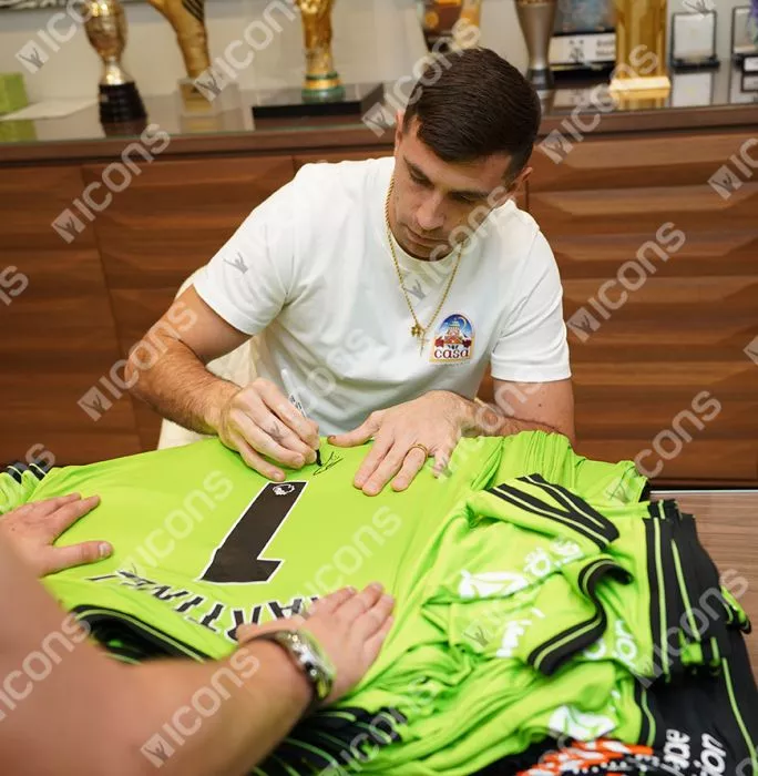 Icons Emiliano Martinez Back Signed Aston Villa 2023-24 Away Goalkeeper Shirt: Signed In Black