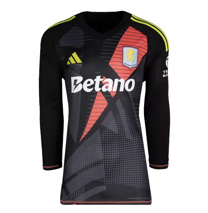 Icons Emiliano Martinez Back Signed Aston Villa 2024-25 Goalkeeper Shirt In Hero Frame: Option 1