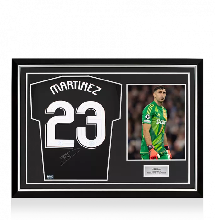 icons Emiliano Martinez Back Signed Aston Villa 2024-25 Goalkeeper Shirt In Hero Frame: Option 1