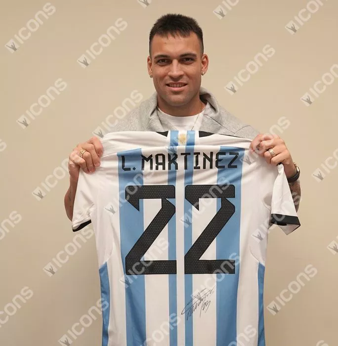 Icons Emiliano Martinez & Lautaro Martinez Signed Argentina Home Shirts In Classic Dual Frame