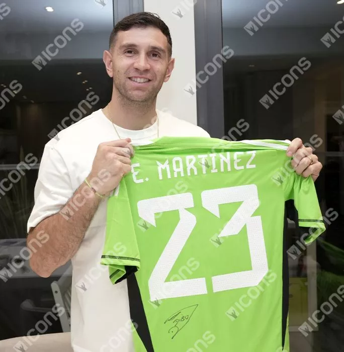 Icons Emiliano Martinez & Lionel Messi Signed Argentina Home Shirts In Classic Dual Frame