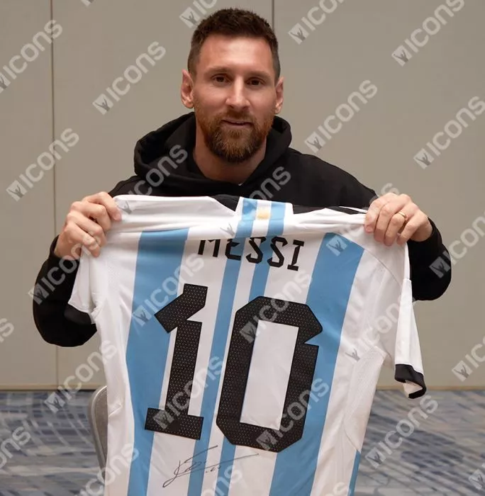 Icons Emiliano Martinez & Lionel Messi Signed Argentina Home Shirts In Classic Dual Frame