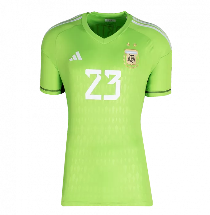 Icons Emiliano Martinez Official 2022 FIFA World Cup™ Back Signed And Hero Framed Argentina 2022 Home Goalkeeper Shirt