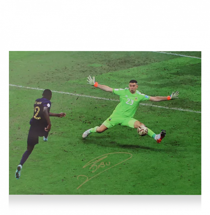 Icons Emiliano Martinez Official 2022 FIFA World Cup™ Signed And Framed Argentina Photo: Iconic World Cup Final Save