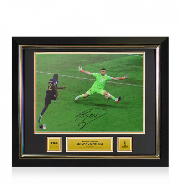 icons Emiliano Martinez Official 2022 FIFA World Cup™ Signed and Framed Argentina Photo: Iconic World Cup Final Save