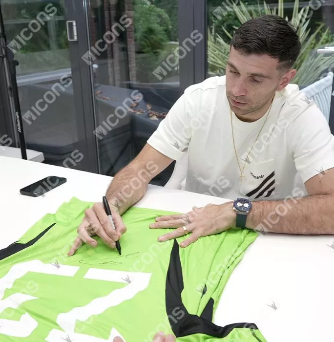 Icons Emiliano Martinez Official 2026 FIFA World Cup™ Back Signed And Framed Argentina 2022 Home Goalkeeper Shirt