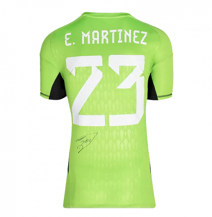 Icons Emiliano Martinez Official Ballon D'Or™ Back Signed And Hero Framed Argentina 2022 Home Goalkeeper Shirt: 2023 Yachine Trophy Winner
