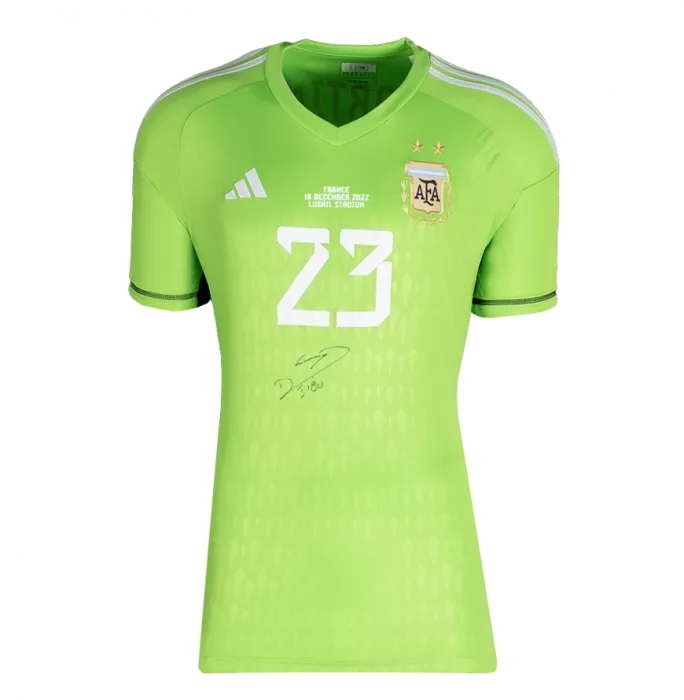 Icons Emiliano Martinez Official Ballon D'Or™ Front Signed And Hero Framed Argentina 2022 Home Goalkeeper Shirt: 2023 Yachine Trophy Winner