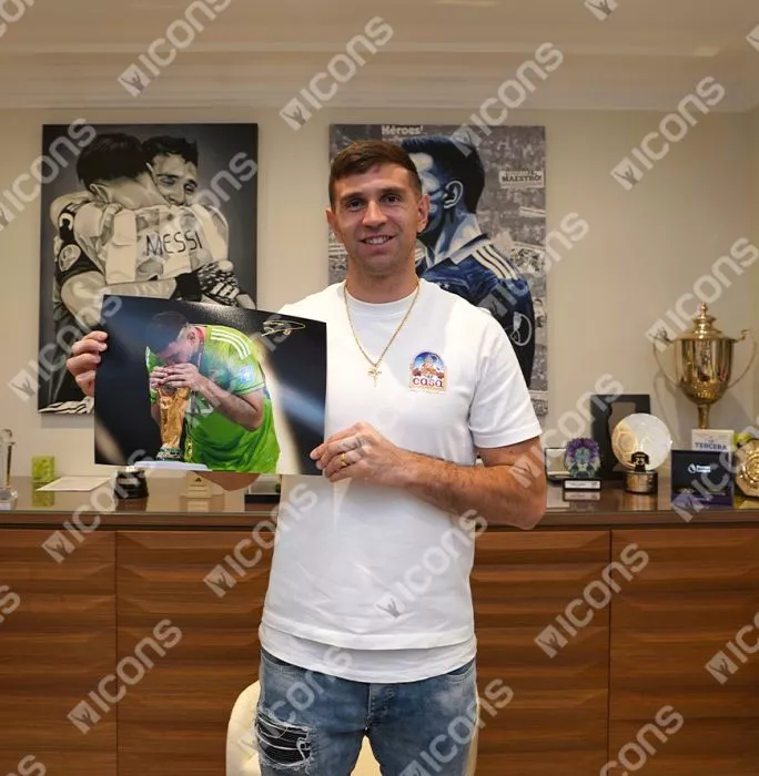 Icons Emiliano Martinez Official Ballon D'Or™ Signed And Framed Argentina Photo: 2023 Yachine Trophy Winner