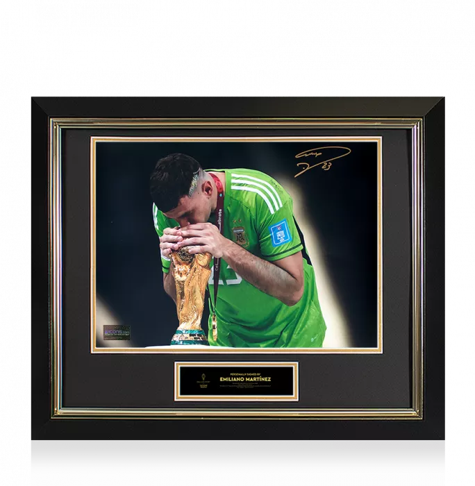 icons Emiliano Martinez Official Ballon d'Or™ Signed and Framed Argentina Photo: 2023 Yachine Trophy Winner