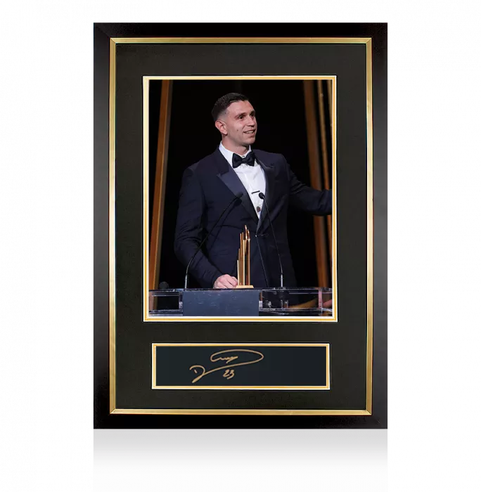 icons Emiliano Martinez Official Ballon d'Or™ Signed Plaque and Photo Frame- Signed In Gold: 2024 Yachine Trophy Winner