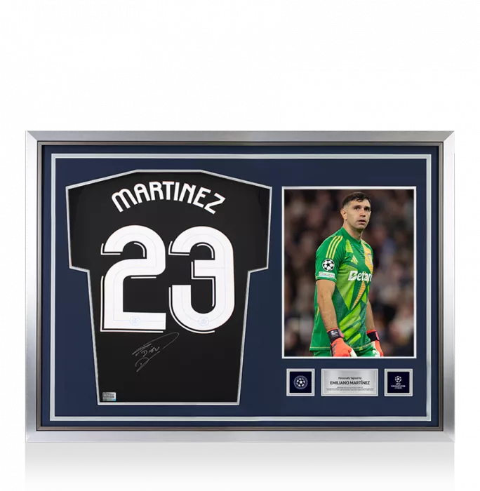 Icons Emiliano Martinez Official UEFA Champions League Back Signed And Hero Framed Aston Villa 2024-25 Goalkeeper Shirt