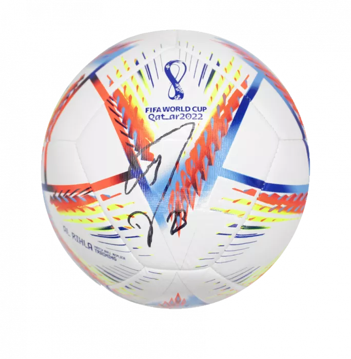 Icons Emiliano Martinez Signed 2022 FIFA World Cup Football In Acrylic Case