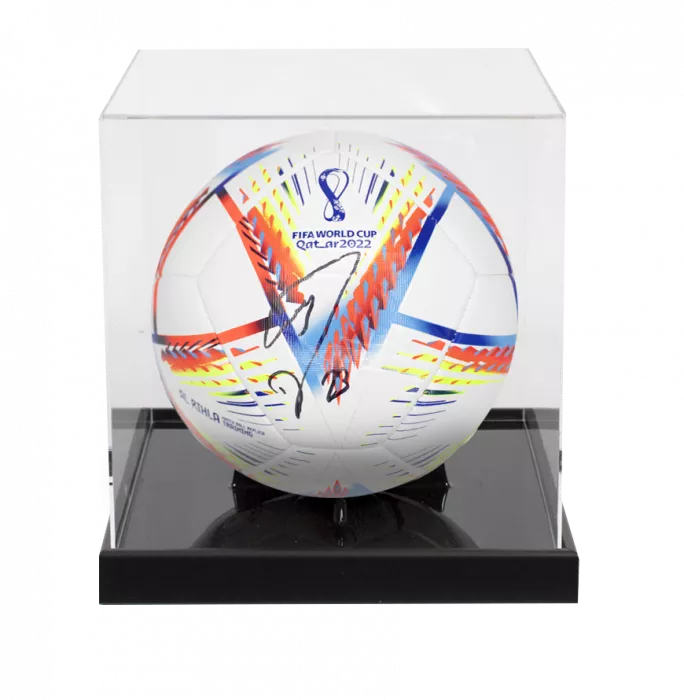 icons Emiliano Martinez Signed 2022 FIFA World Cup Football In Acrylic Case