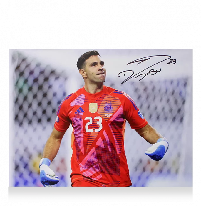 Icons Emiliano Martinez Signed Argentina Photo In Black Wooden Frame: Copa America 2024
