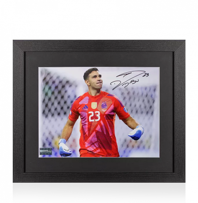 Icons Emiliano Martinez Signed Argentina Photo In Black Wooden Frame: Copa America 2024
