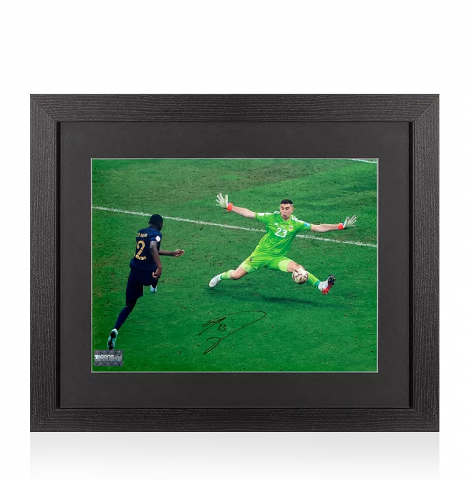 icons Emiliano Martinez Signed Argentina Photo In Black Wooden Frame: Iconic 2022 FIFA World Cup Final Save