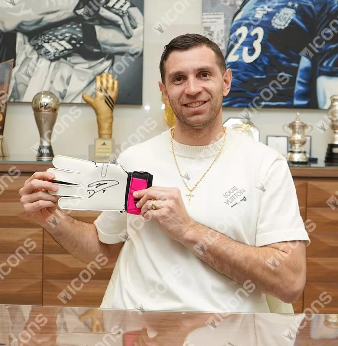 Icons Emiliano Martinez Signed Black & Pink Adidas Goalkeeper Glove