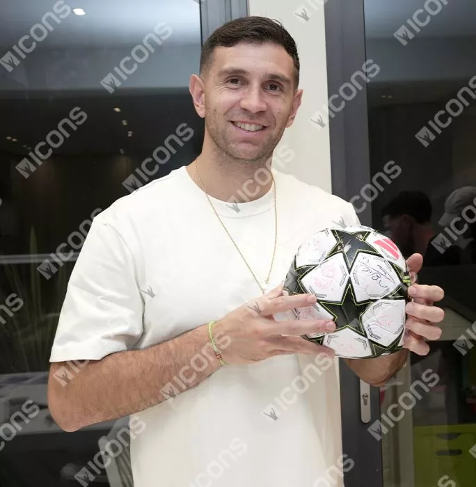 Icons Emiliano Martinez Signed UEFA Champions League Football In Acrylic Case