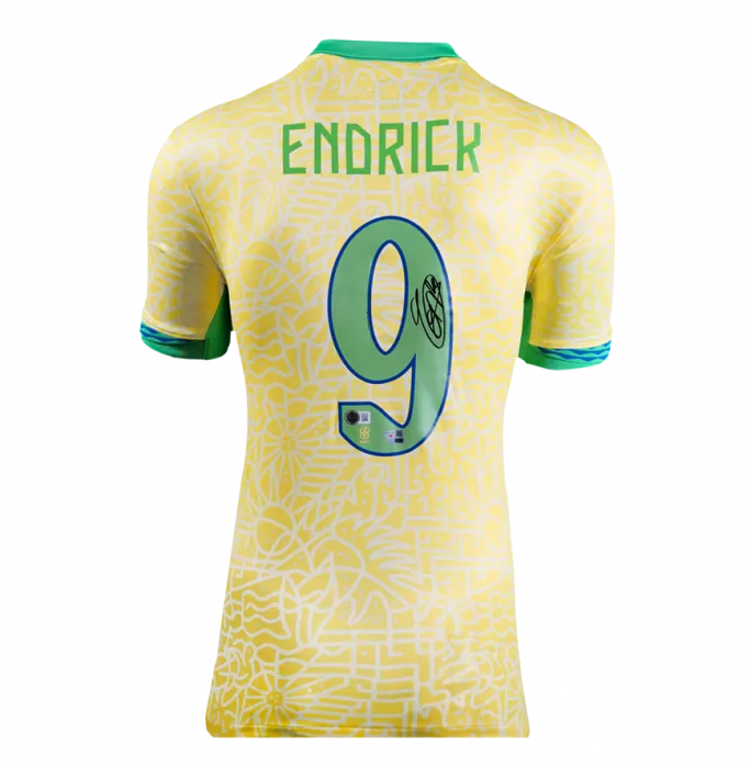 Icons Endrick Official 2026 FIFA World Cup™ Back Signed And Hero Framed Brazil 2024 Home Shirt