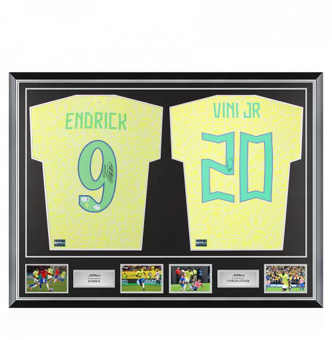 icons Endrick & Vinicius Jr Signed Brazil Shirts In Classic Dual Frame