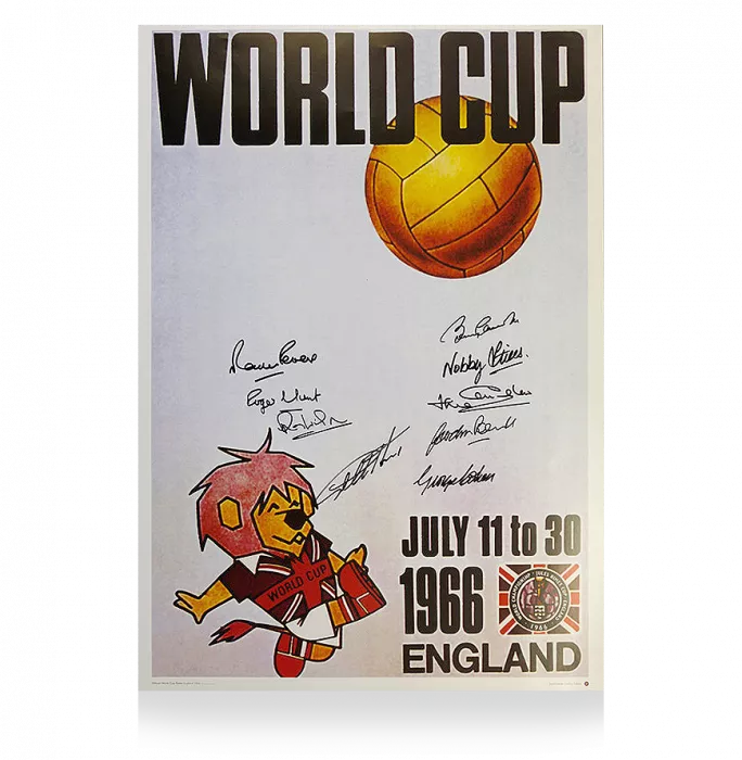 icons England 1966 FIFA World Cup Poster Signed By Nine