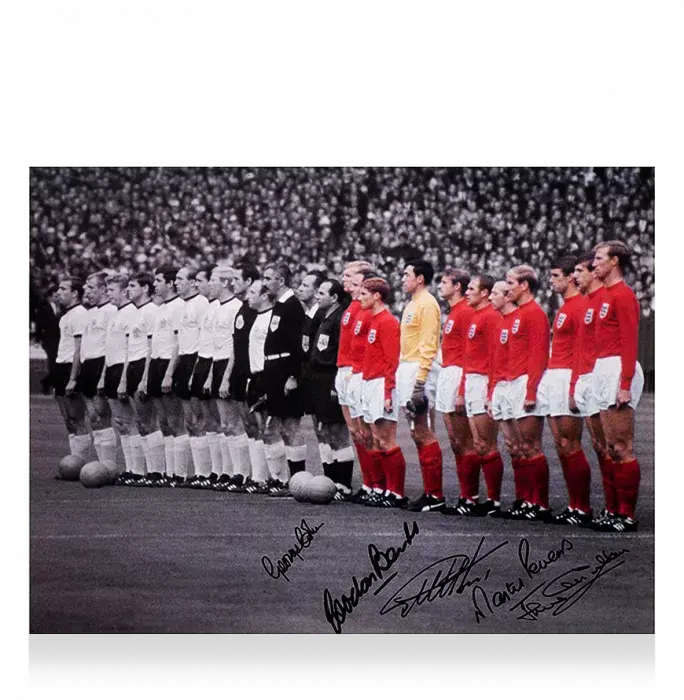 icons England 1966 Photo Signed By Five: FIFA World Cup Final Lineup