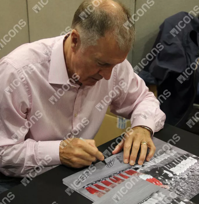 Icons England 1966 Photo Signed By Five In Black Wooden Frame: FIFA World Cup Final Lineup