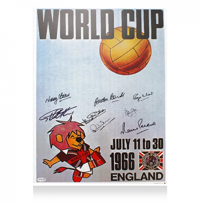 icons England Squad Signed 1966 FIFA World Cup Poster Print: Signed By Eight