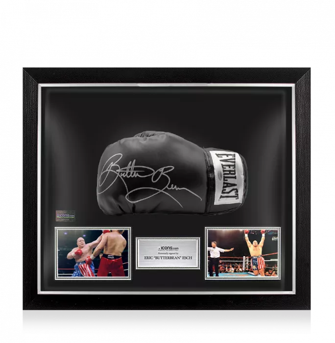Icons Eric 'Butterbean' Esch Signed Everlast Black Boxing Glove In Bubble Frame: Option 1