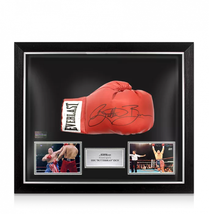 icons Eric 'Butterbean' Esch Signed Everlast Red Boxing Glove In Bubble Frame: Option 1