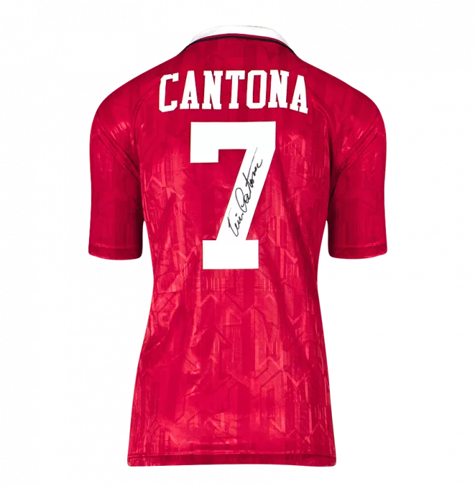 Icons Eric Cantona Back Signed Manchester United 1992-94 Home Shirt In Hero Frame: Option 1