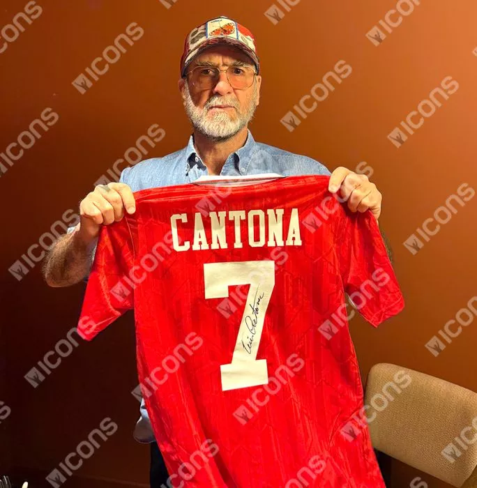 Icons Eric Cantona Back Signed Manchester United 1992-94 Home Shirt In Hero Frame: Option 1