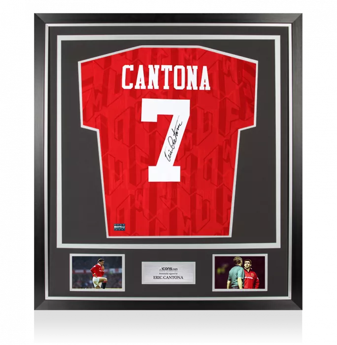 icons Eric Cantona Back Signed Manchester United 1992-94 Home Shirt In Classic Frame