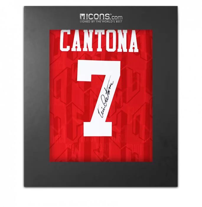 icons Eric Cantona Back Signed Manchester United 1992-94 Home Shirt In Deluxe Packaging