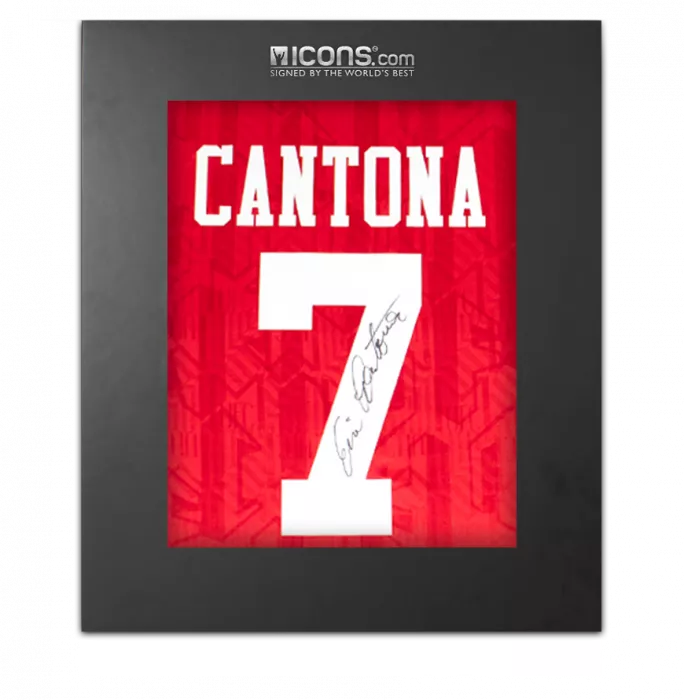 icons Eric Cantona Back Signed Manchester United 1992-94 Home Shirt In Deluxe Packaging