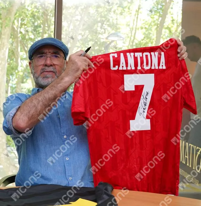Icons Eric Cantona Back Signed Manchester United 1992-94 Home Shirt In Hero Frame: Option 1