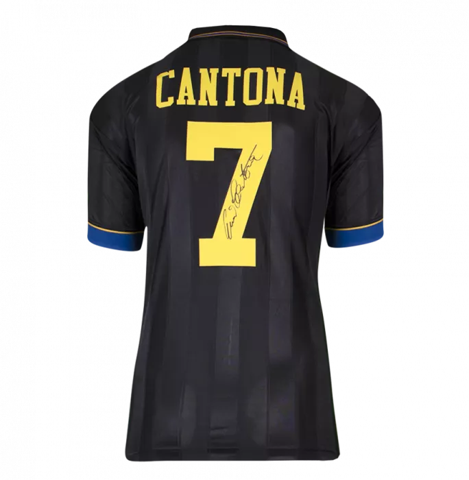 icons Eric Cantona Back Signed Manchester United 1993-95 Away Shirt